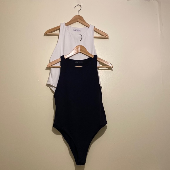 Zara Tops - ❤️❤️❤️ ZARA BLACK AND WHITE BODYSUIT. SIZE L . Set 2 pieces